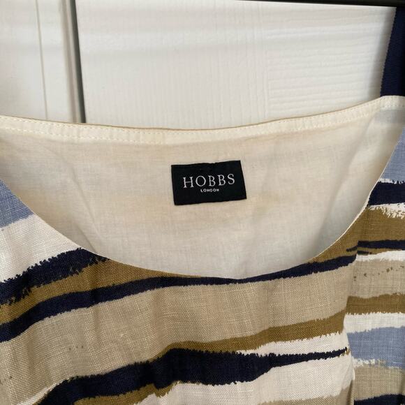 Hobbs London Women's Striped 100% Flax Maxi Sleeveless Dress Size Small Lagen - Picture 3 of 12